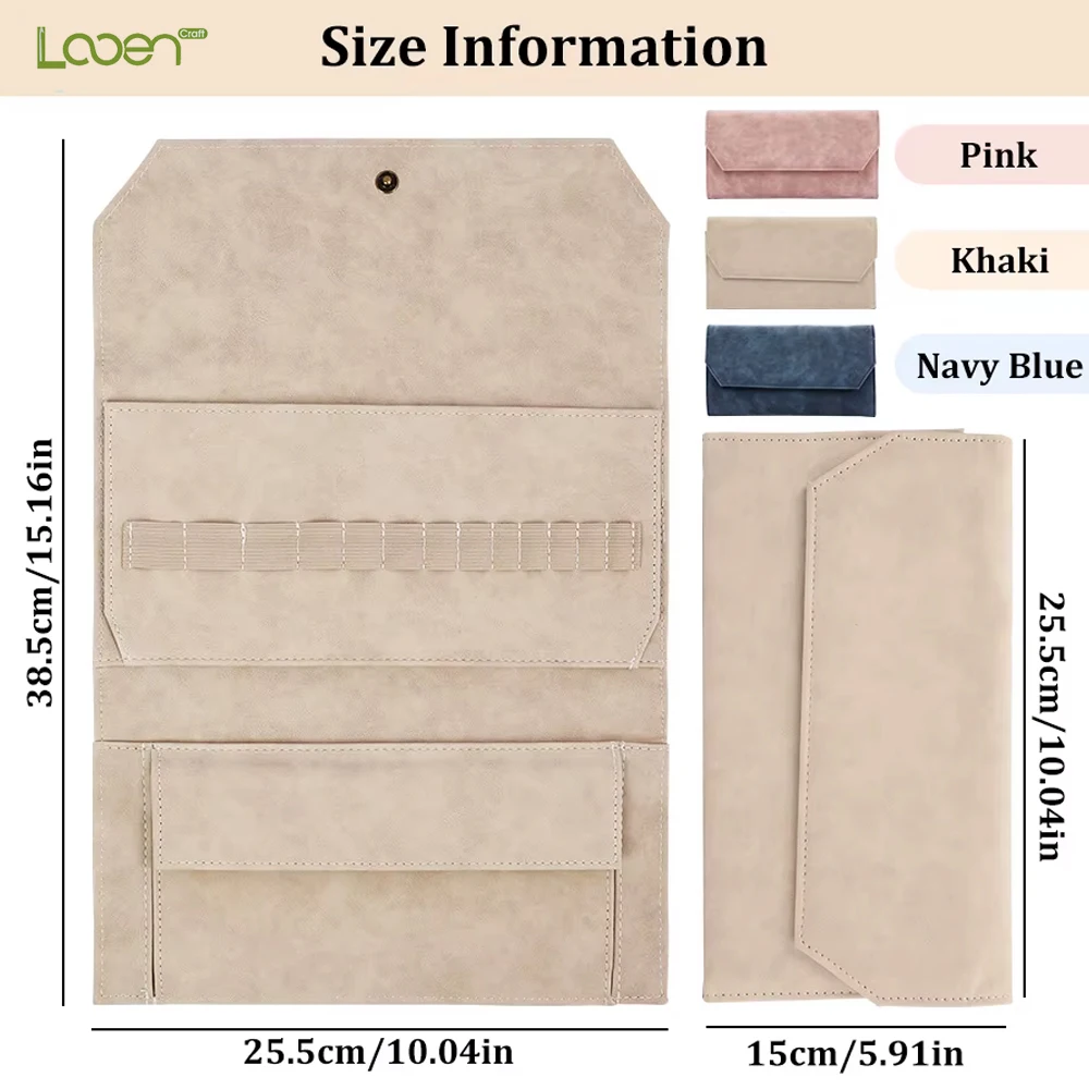 

Three colors leather crochet hook storage bag sewing organizer knitting accessories Knitwear enthusiasts crochet tool storage