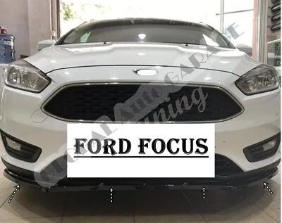 For Ford Focus 3-3,5  Front Bumper Attachment Lip 2010-2020 Piano Glossy Black Splitter Diffuser Universal Spoiler Bumper Flaps