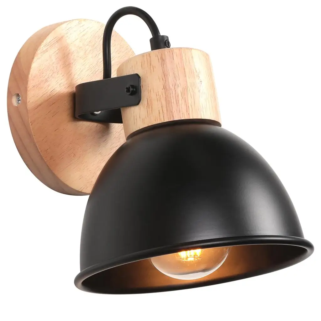 

Деревянный настенный светильник для спальни, скандинавский миндальный прикроватный светильник, современный светодиодный настенный светильник E27, потолочное освещение, бра для гостиной, домашний декор