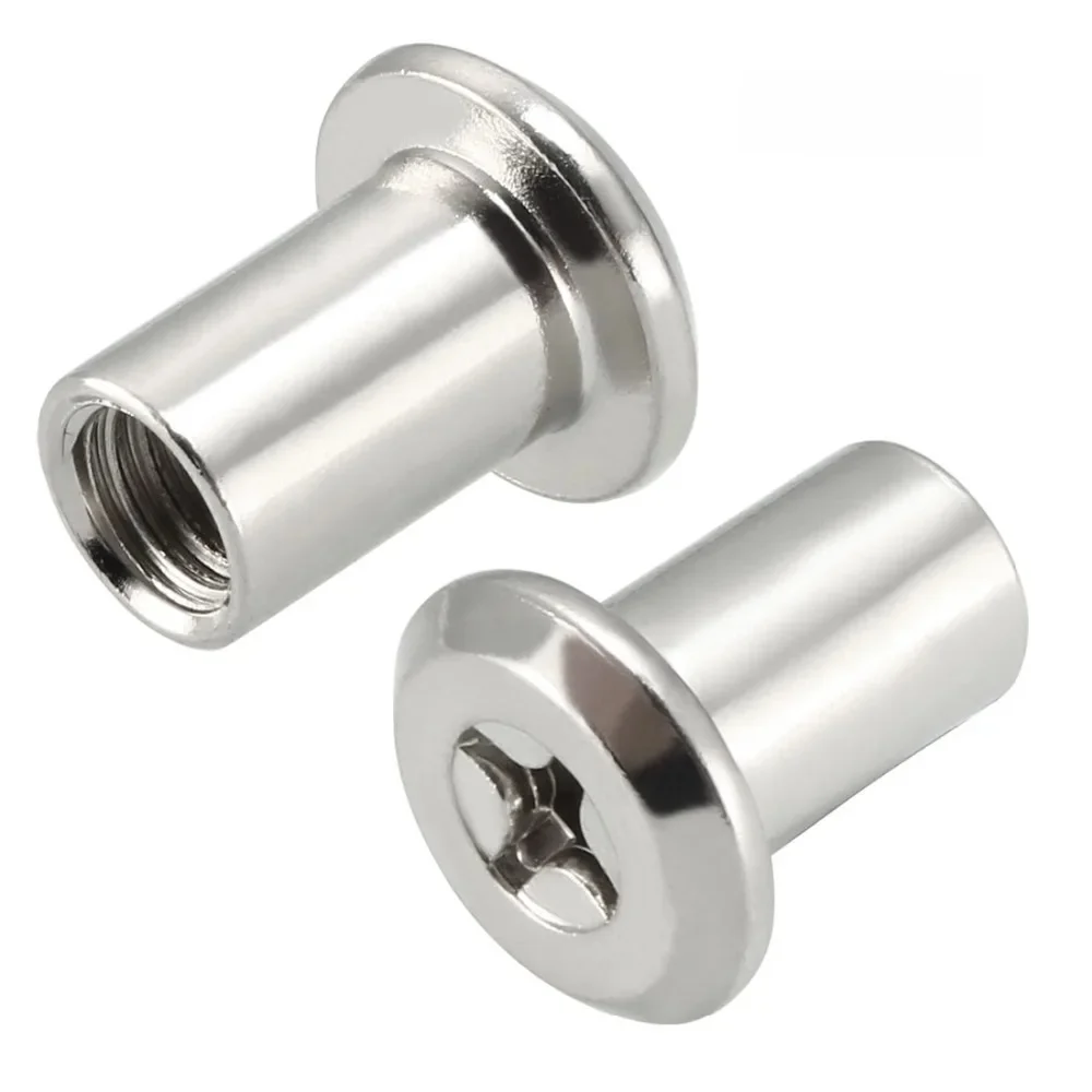 Uxcell 30 sztuk/partia M6x12mm okucia meblowe nit Phillips Head Hex gniazdo z łbem wkładka nakrętka śruba Post niklowane żelazo — zdjęcie 2