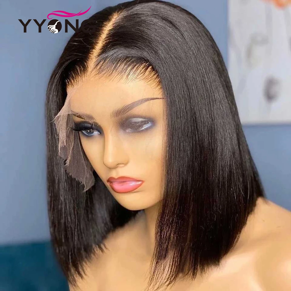 Straight Short Bob 13x6 Lace Front Human Hair Wig  Lace Front Bob Wig Remy Pre Plucked Closure  Lace Frontal Bob Wig YYong