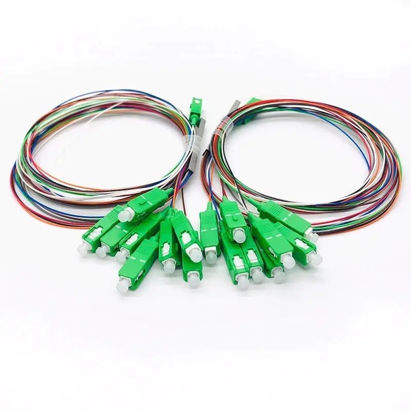 10pcs APC Splitter 1x8 FTTH Single Mode Fiber Optical PLC Splitter UPC 0.9mm G657A1 LSZH 1m PVC PLC Spliter 1:8 Fiber Color