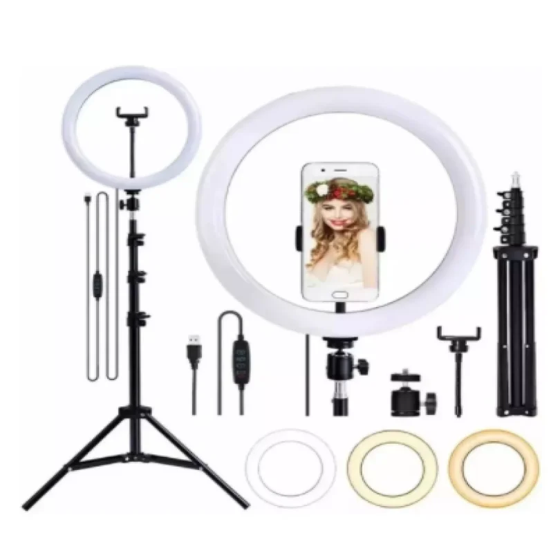 Ring Light Led Iluminador 26cm 10 Polegadas 2,1m Tripé 210cm