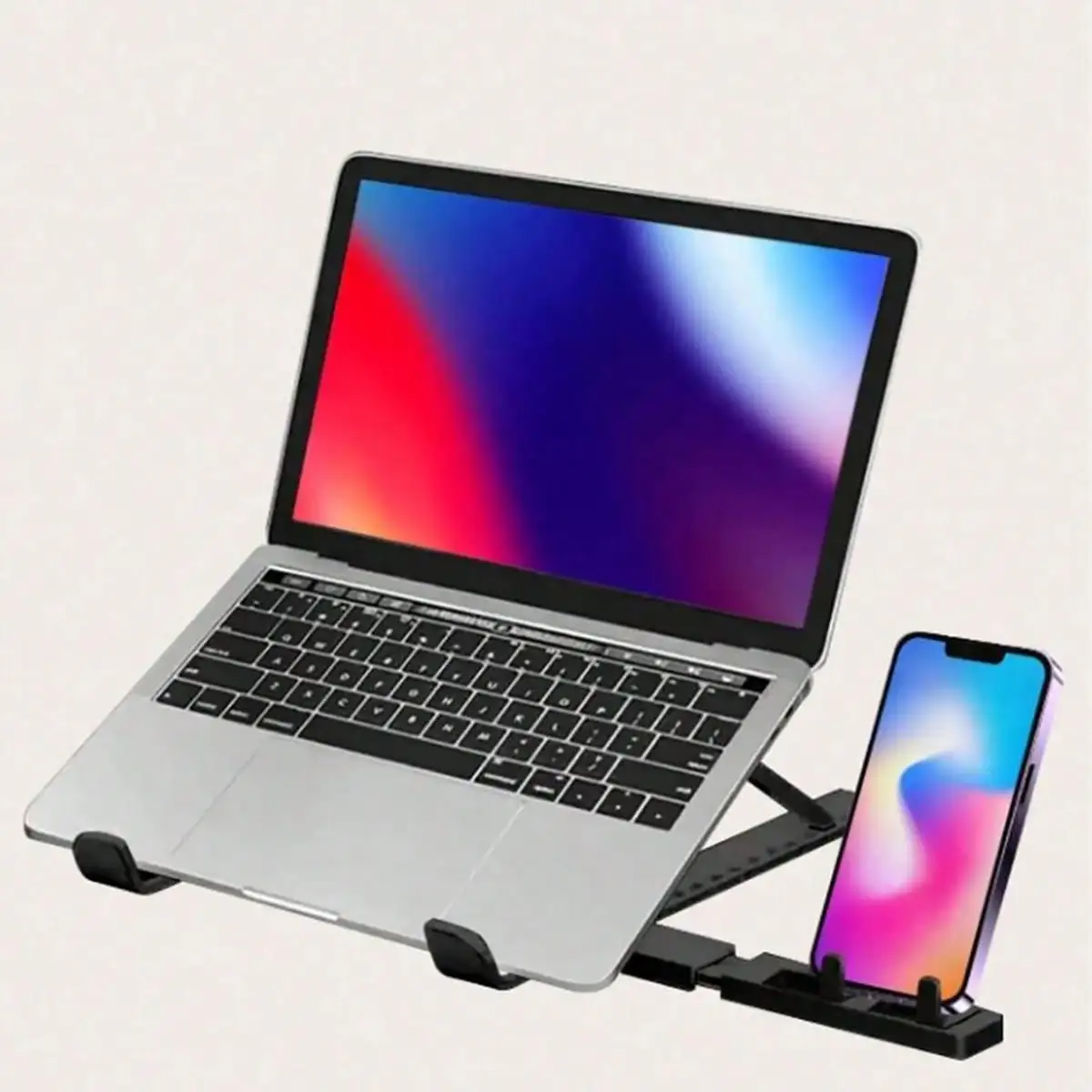 1pc Black Foldable Portable Stand, Equipped with Telescopic Support and Adjustable Cooling Support