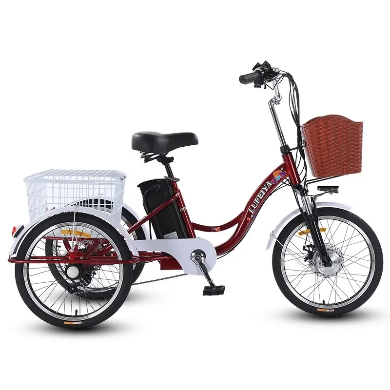 AliExpress Adult 3 wheel electric tricycle lithium Battery 12A With Pull Basket 350W 20 Inch Electric Bike Tricycle Max Speed 20Km/H