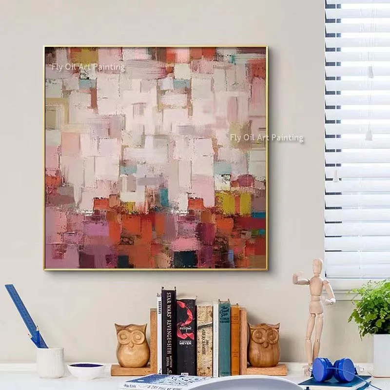 Modern Abstract Pink Oil Painting Thick Texture Knife Painting Canvas Wall Art Impression Painting Art Decor Unframed As Gift