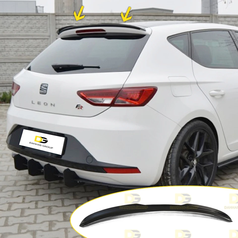 Seat Leon MK3 2012 - 2020 FR MAX Design Cap Rear Spoiler Wing Extension Piano Gloss Black Surface Plastic FR Cupra Kit Tuning