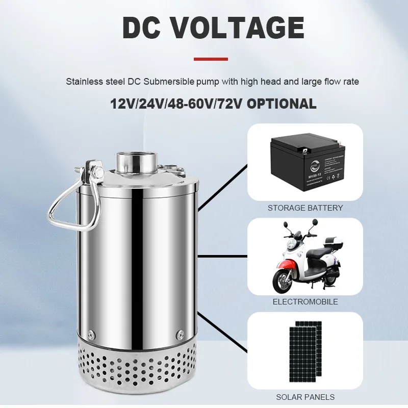 Small 12V Stainless Steel High Pressure Submersible Water Transfer Irrigation Pump High Volume DC 12 Volt Solar Sprayer Pump