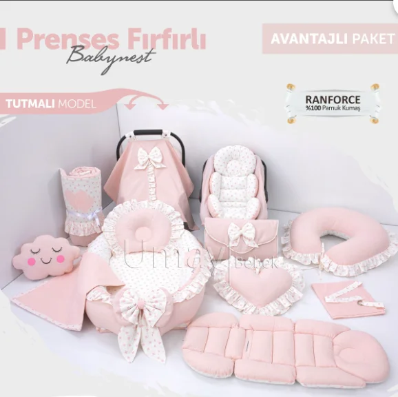 Prenses Fırfırlı Komple Set Prenses tarzı katı yatak nevresim takımı bebek pamuk beşik yatak seti yenidoğan Cot tamponlar için
