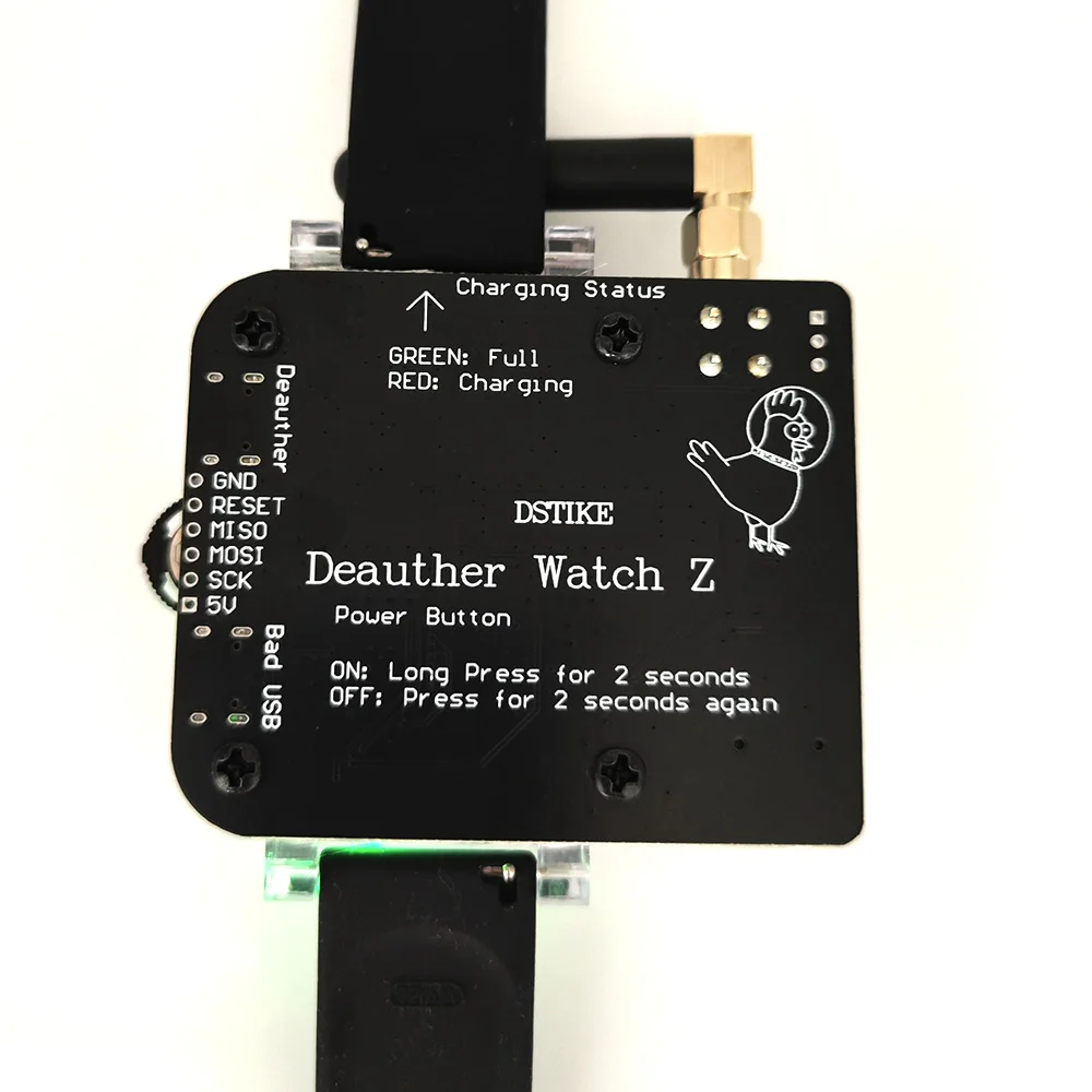 Силиконовый ремешок DSTIKE Deauther для часов Z(Deauthe & Bad USB) ESp8266 + Atmega32u4, батарея 1000 мАч, SD-карта, USB, резиновый Ducky Arduino