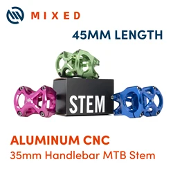 MIXED MTB 45mm Stem For 35mm Handlerbar Aluminum CNC Mountain Road Bike Cycling Bicycle Components Parts