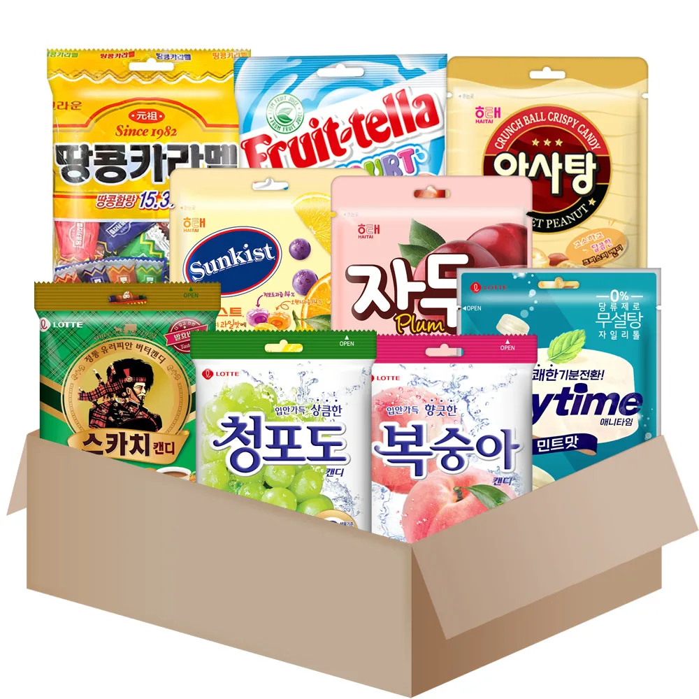 [AL0088]candy set 9 pcs{white grape+peach+scotch+anytime-mint+sunkist+peanuts_caramel+plum+crunch ball+fruit tella}