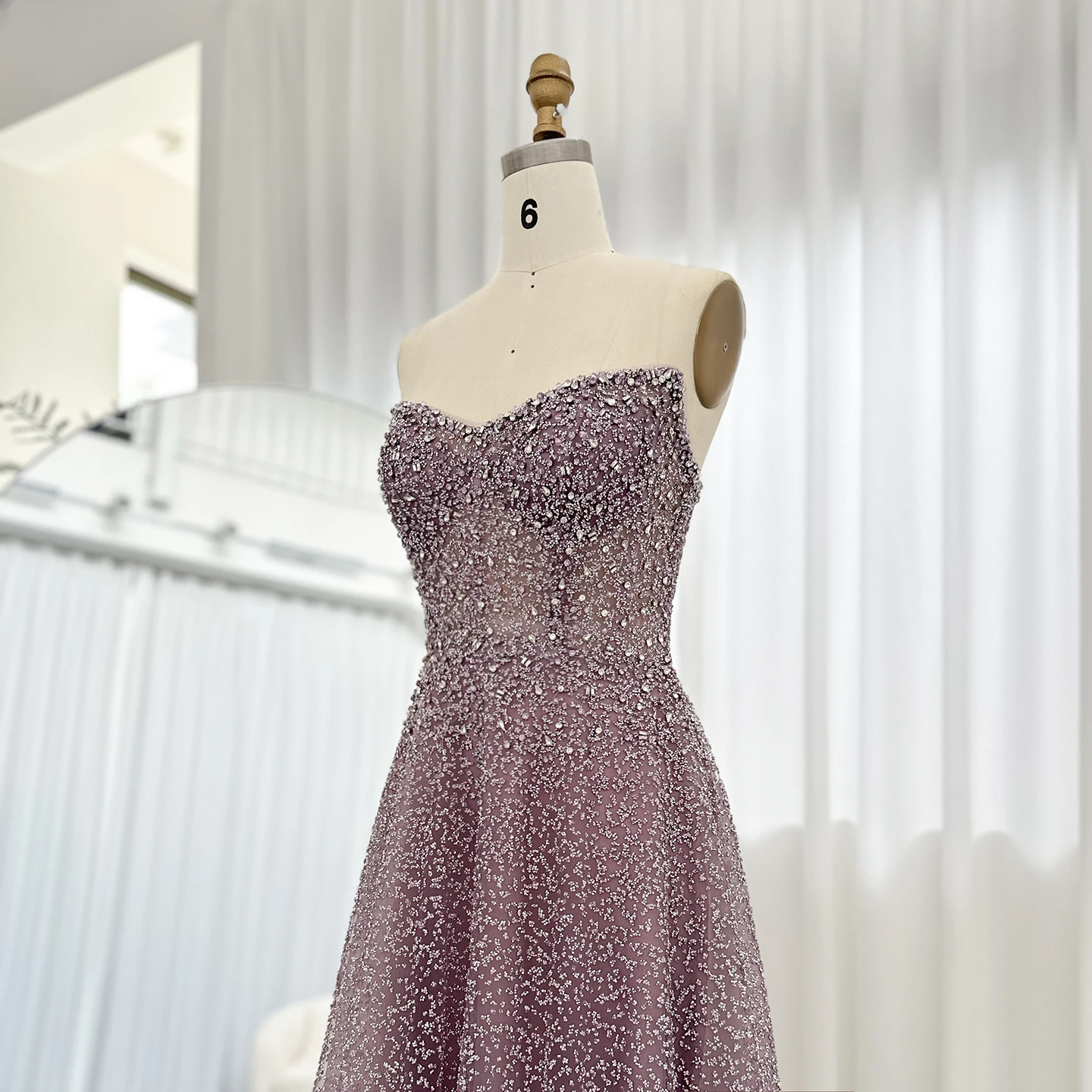 Sharon Said Bling Blaues Kristall-Luxus-Abendkleid in Übergröße für Hochzeitsfeier, Formelle Kleider SS699 Maßanfertigung – Detail 17