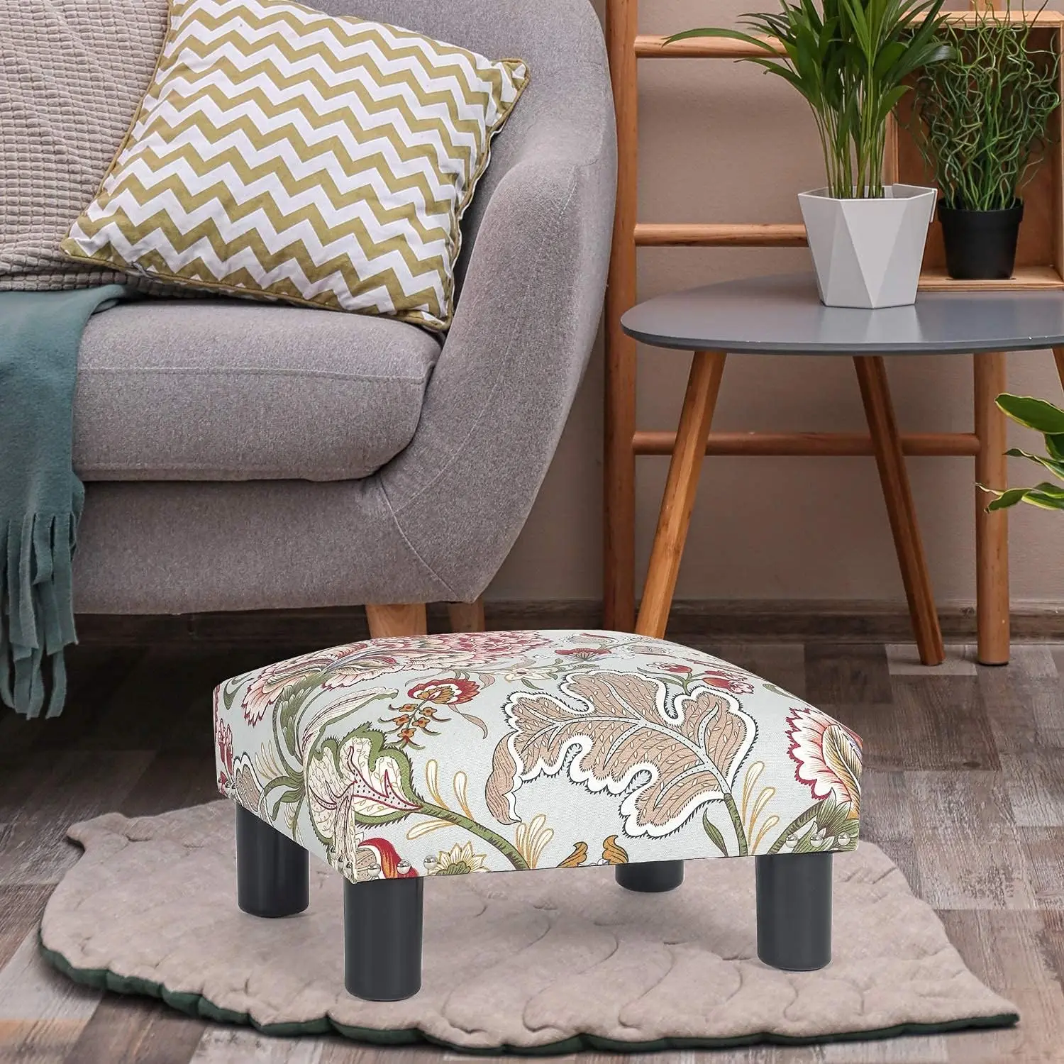 Footstool estofado e otomanos, pequeno descanso para pés para camas altas, leve e portátil, 15 polegadas