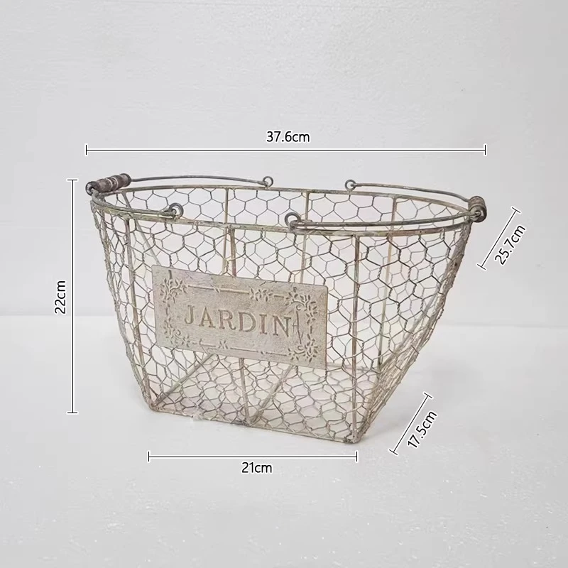 Vintage Jardin Wire Basket Planter, 6 Grid Oval Tray Or Storage Organizer, French Farmhouse Decor