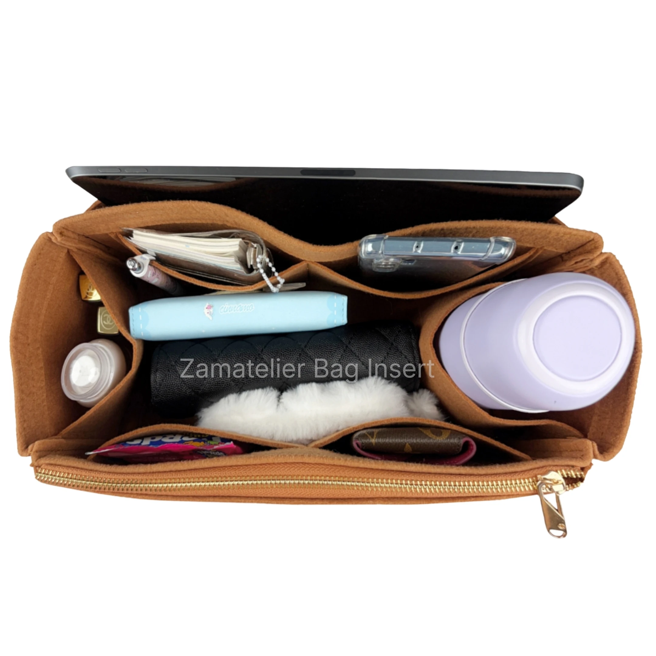 Image 3: Organisateur de sac à main en feutre sur mesure pour L.V. Sac Hobo discret PM/MM, doublure structurée avec poche zippée et support de fond renforcé