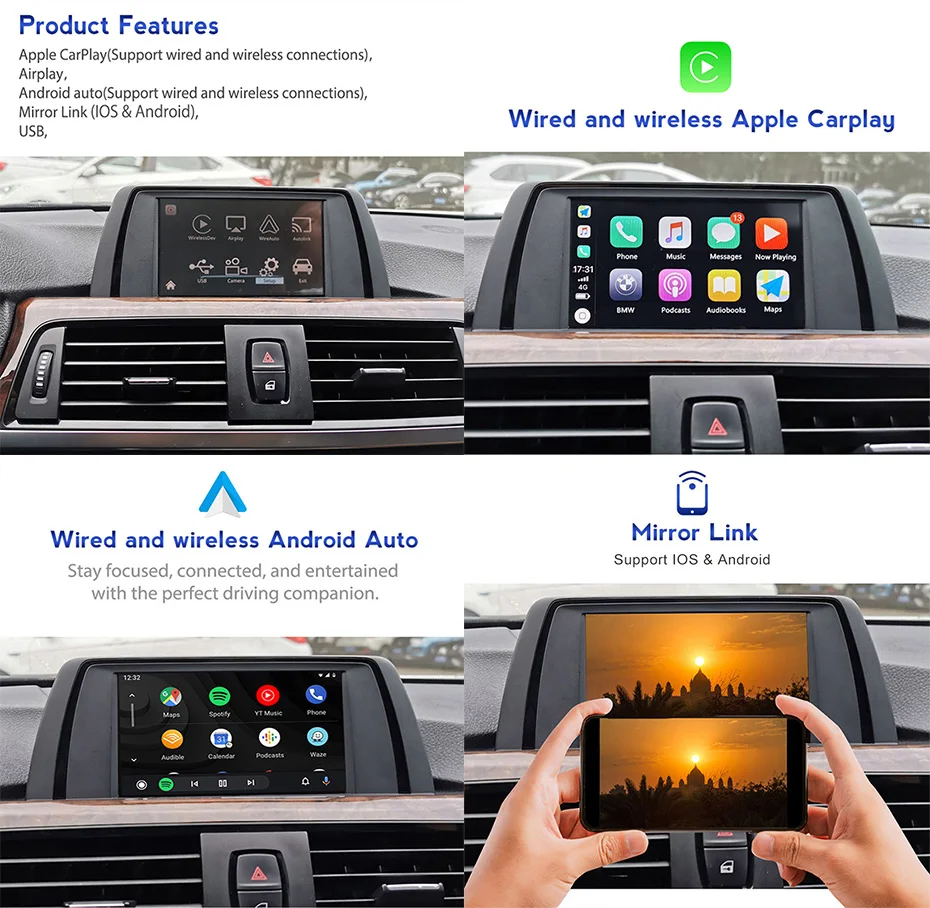 NaviFly OEM Screen Upgrade Wireless CarPlay Android Auto For BMW 5/7 Series F01 F02 F10 F11 GT F07 Car Play Function AI Box