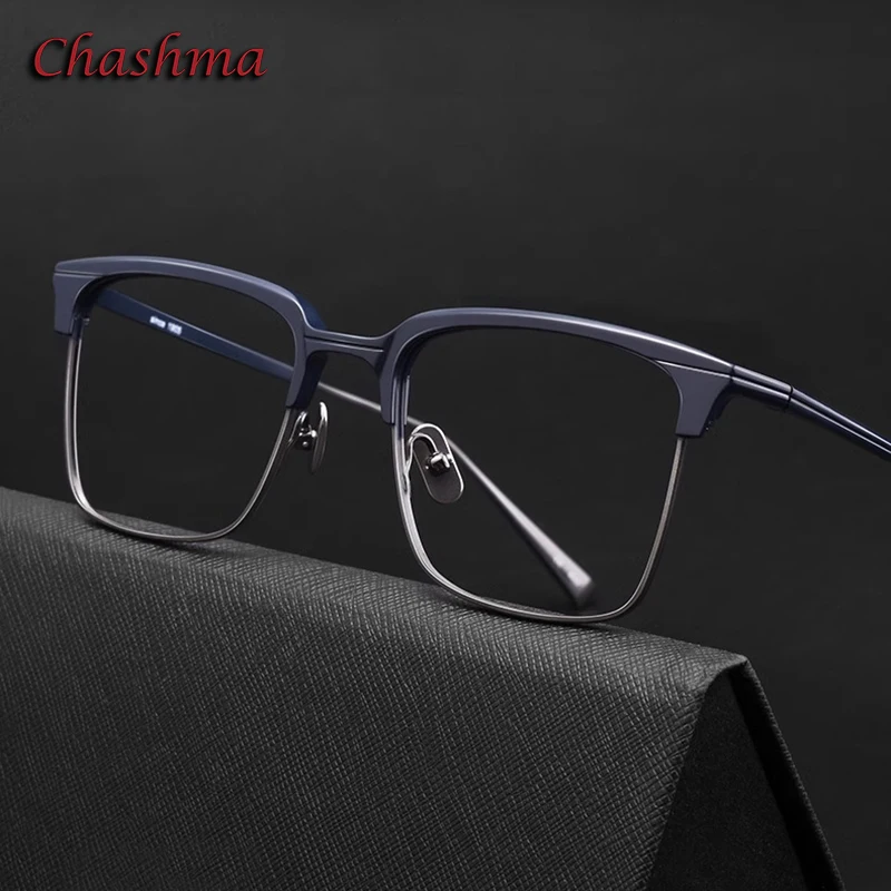 Chashma Prescription Glasses Men Optical Medium Size Eyewear Male Pure Titanium Full Rim Spectacles For Recipe Eyeglasses Frames