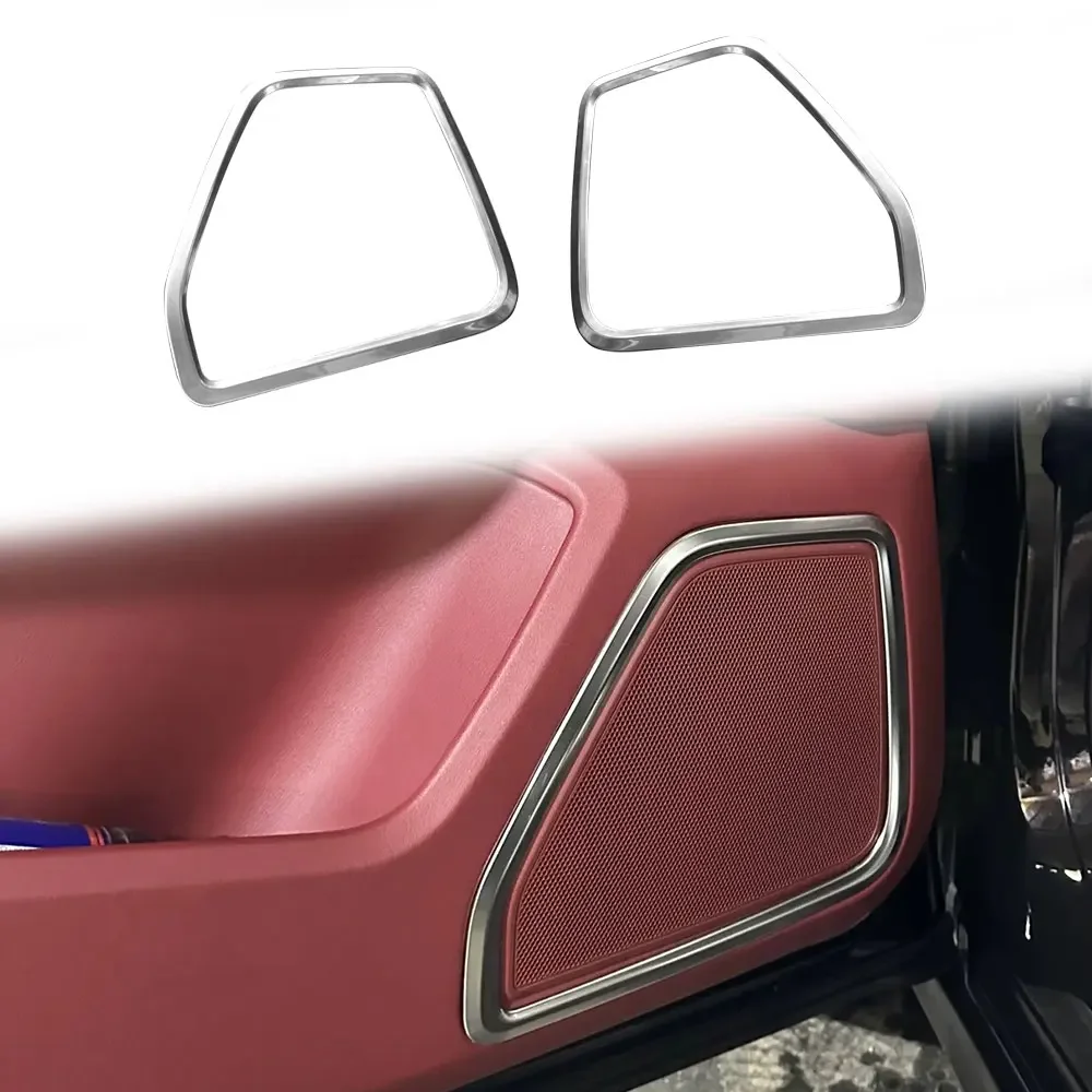 4 pièces pour Porsche Macan 2015-2021 argent acier inoxydable porte haut-parleur klaxon anneau cadre couverture garniture