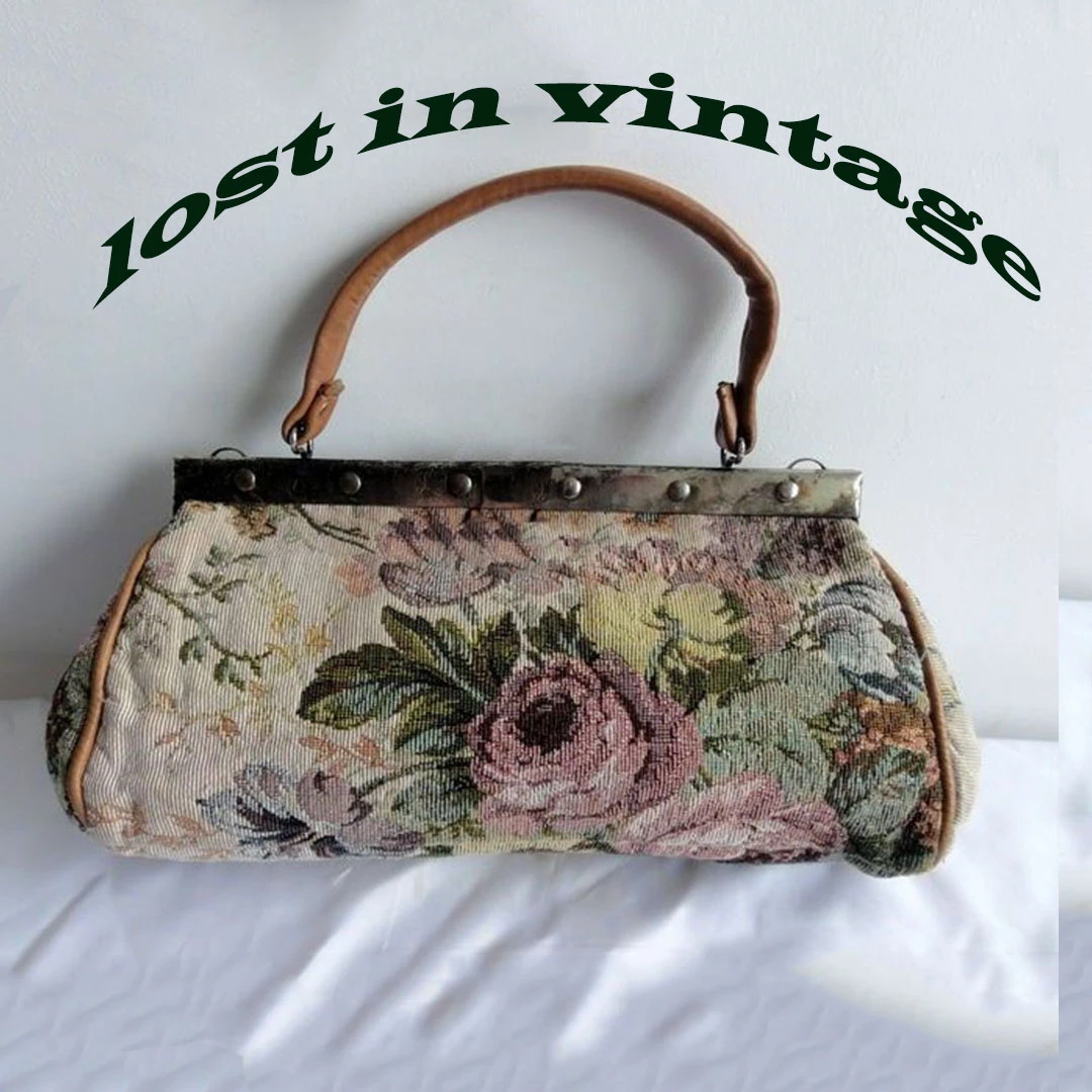 

Lost in Vintage Floral Bags Jacquard Clutch Antique Metal Frame Evening Purse 34x12x10cm Tapestry Bags Boho Style