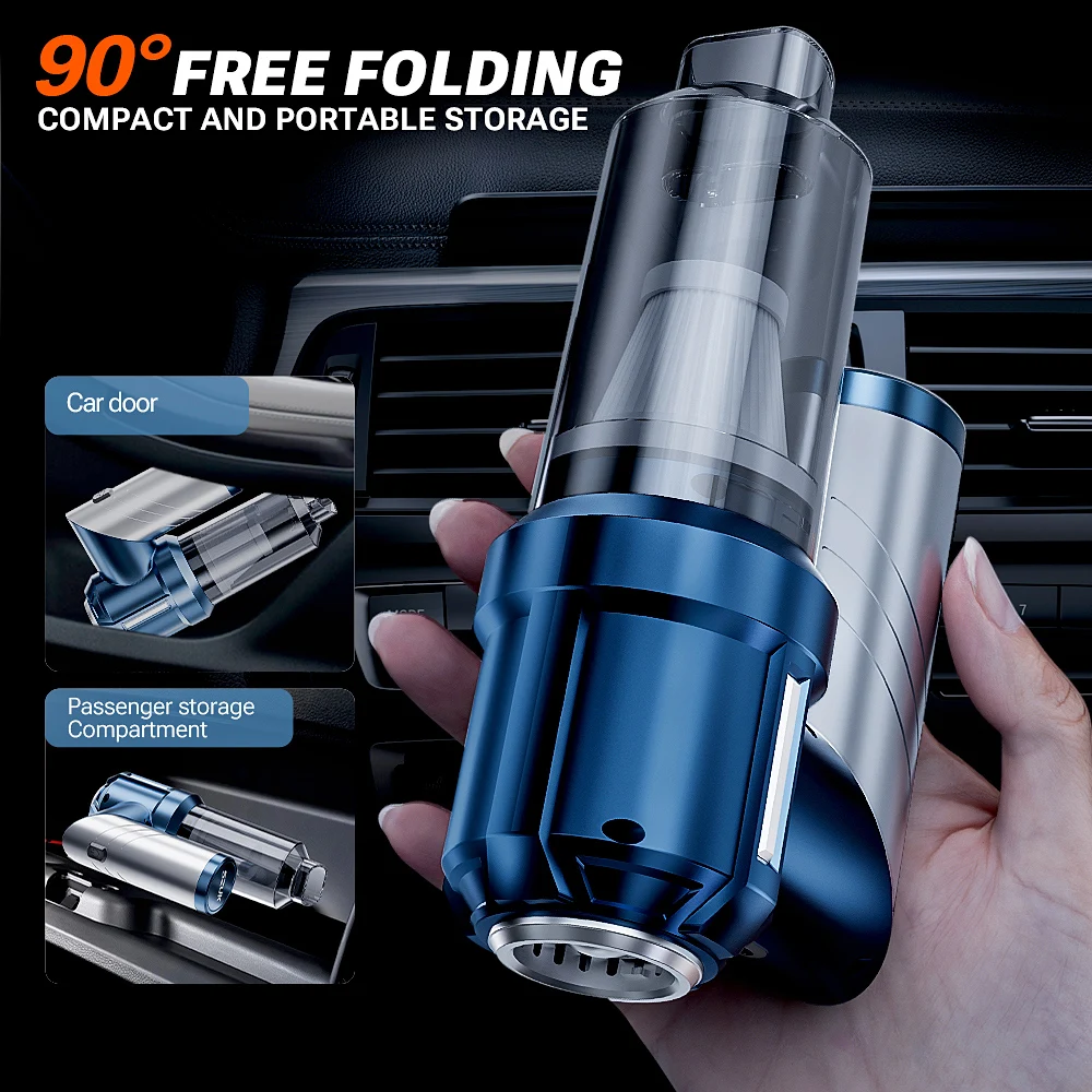 SZUK Car Vacuum Cleaner Foldable  90° Powerful Cleaning Machine Strong Suction Mini HandHeld Wireless Portable Vacuum Cleaner