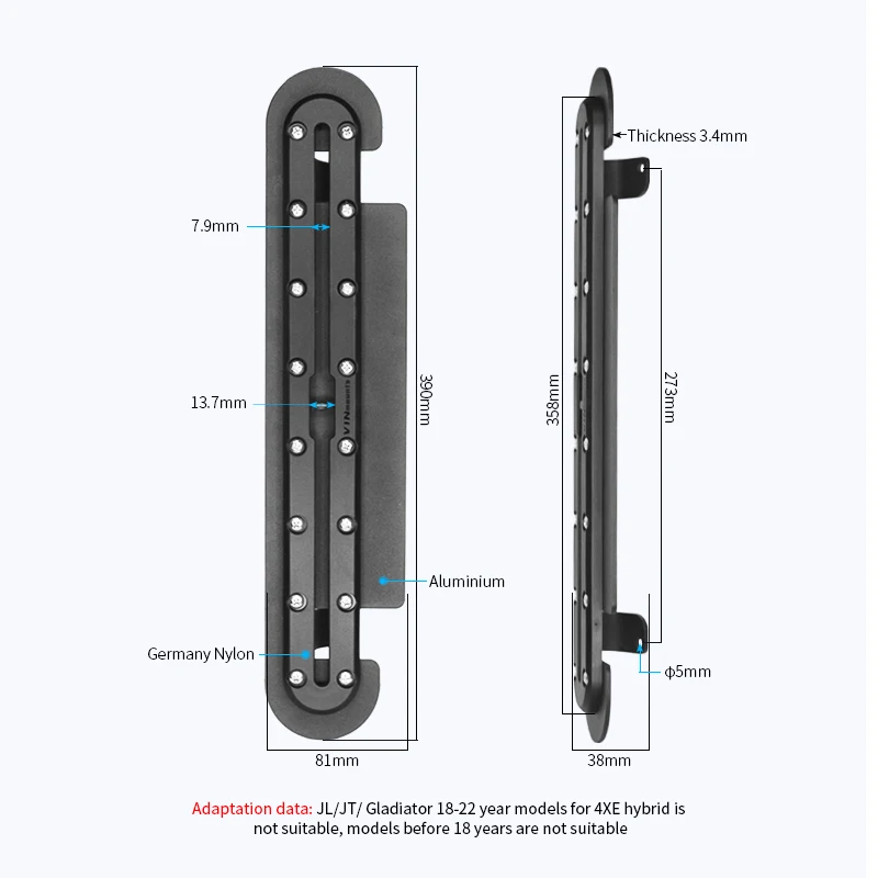

VINmounts Tough-Track for jeep Compatible with Track Ball Bases and RAM mounts VIN-TYQ-003-MMR