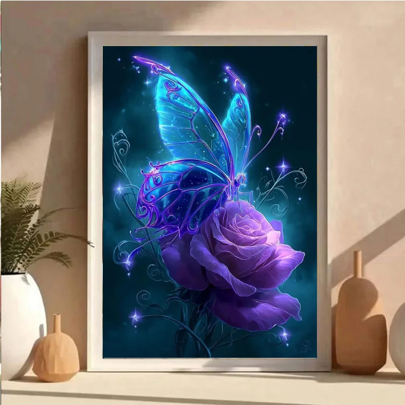 AB Diamond DIY Diamond Painting Kit, featuring butterfly and flower designs, is ideal for adults and beginners alike.