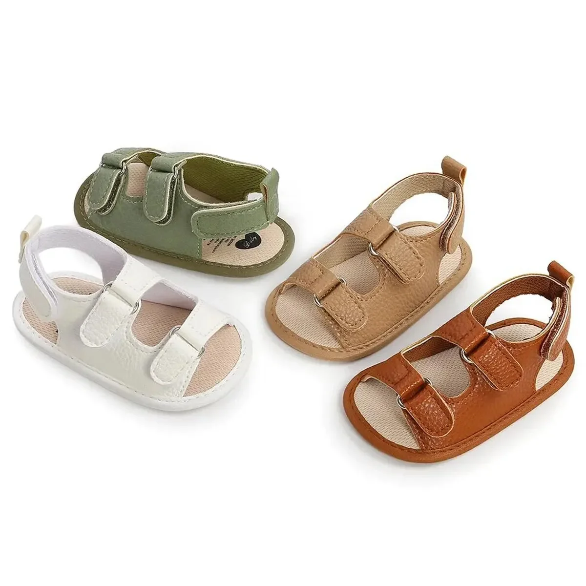 Meckior été bébé sandales bébé chaussures en cuir PU semelle inférieure en caoutchouc anti-dérapant infantile premier marcheur bébé garçon fille sandales 0-18M