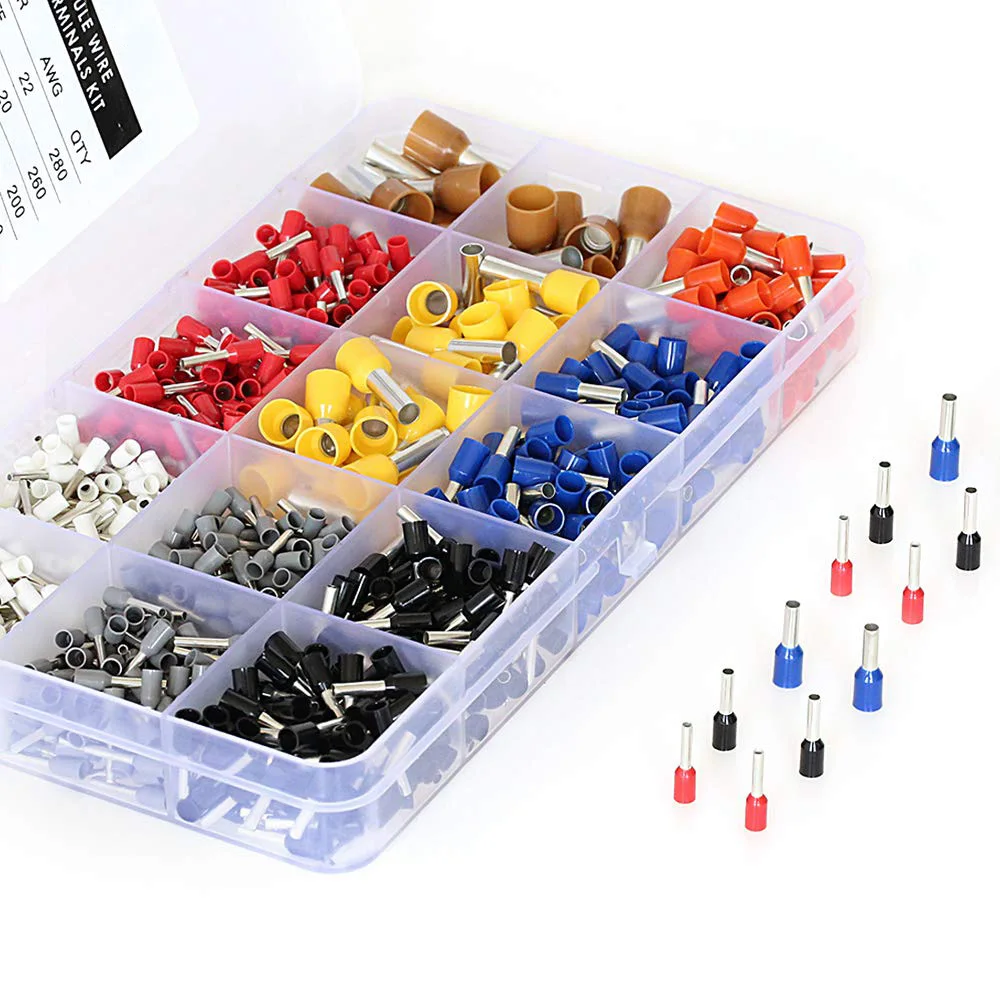 

1100pcs Wire Ferrule Terminals 22-8 AWG Nylon Insulated Cord Pin End Terminal Wire Crimp Terminals 0.5-10 mm² Ferrule Connector