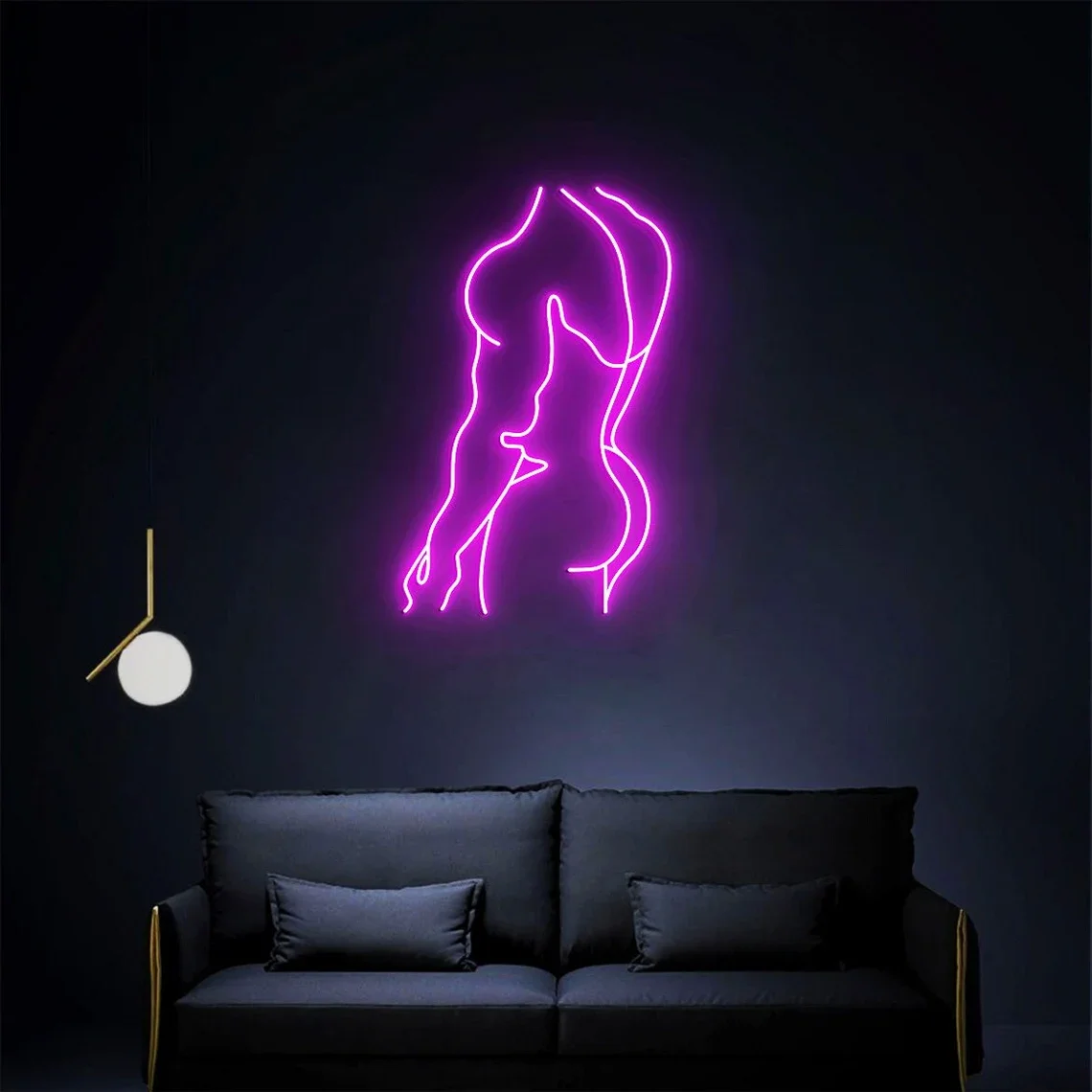 Man Neon Sign Custom Man Bedroom Wall Art Decor Personalized Neon Birthday Gifts Man Body Game Room Sign Bar Beer Club Decor 