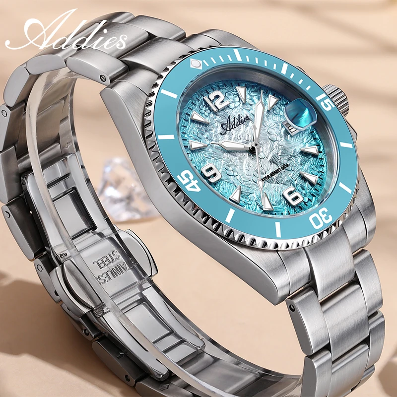 ADDIES 36mm Quartz Woman Watch 316L Stainless Steel 50m Waterproof Sport Date Display Business Woman Wristwatch Luminous Gift