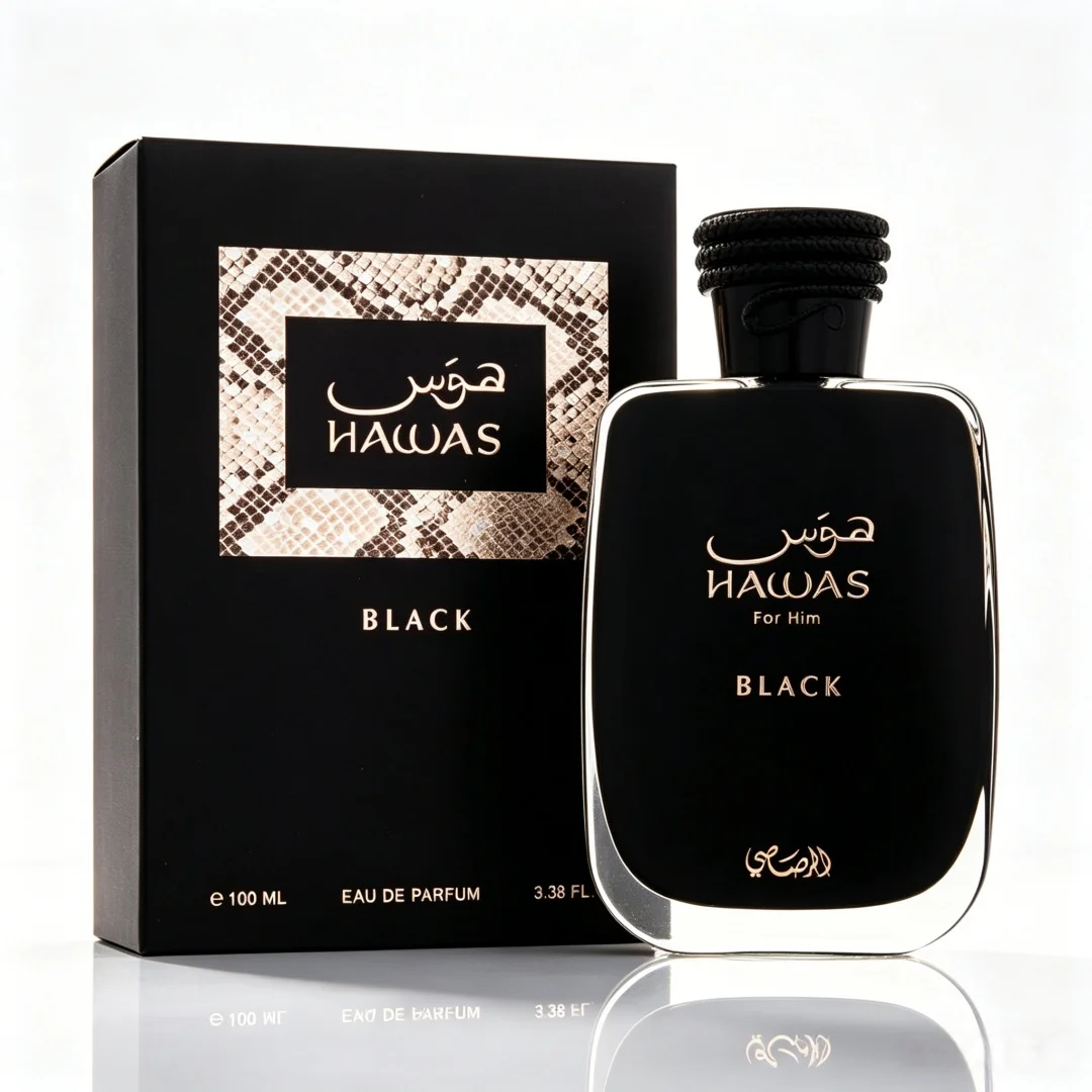 Perfume Masculino Hawas Black Eau de Parfum 100ml Fragrância Fresca e Elegante Alta Fixação Importado
