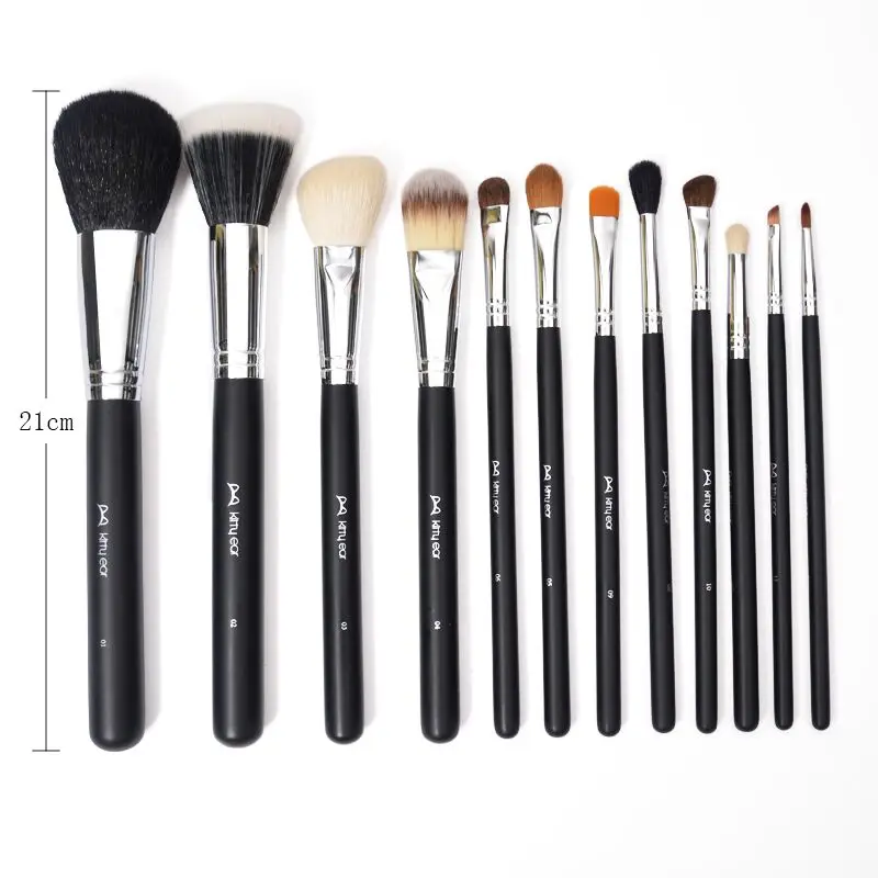 Face and Eye Makeup Brushes Set, Cílios, Sombra, Sobrancelha, Delineador, Fundação, Pó, Blush, Destaque, Lábios, Escova, 12Pcs