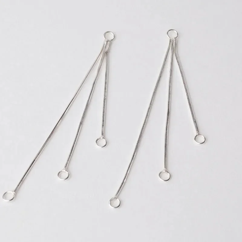 Massive 925er-Sterlingsilber-Kette, 3-strängiger Quasten-Ohrring-Verbinder, Komponenten für Ohrringe aus Sterlingsilber