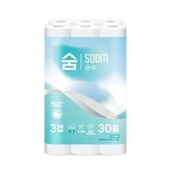 ★ Domestically Produced ★ Natural Pulp, Pure Breath, 3-Ply, 20m, 30 Rolls, Toilet Paper, Tissue, Roll, Non-Fluorescent.