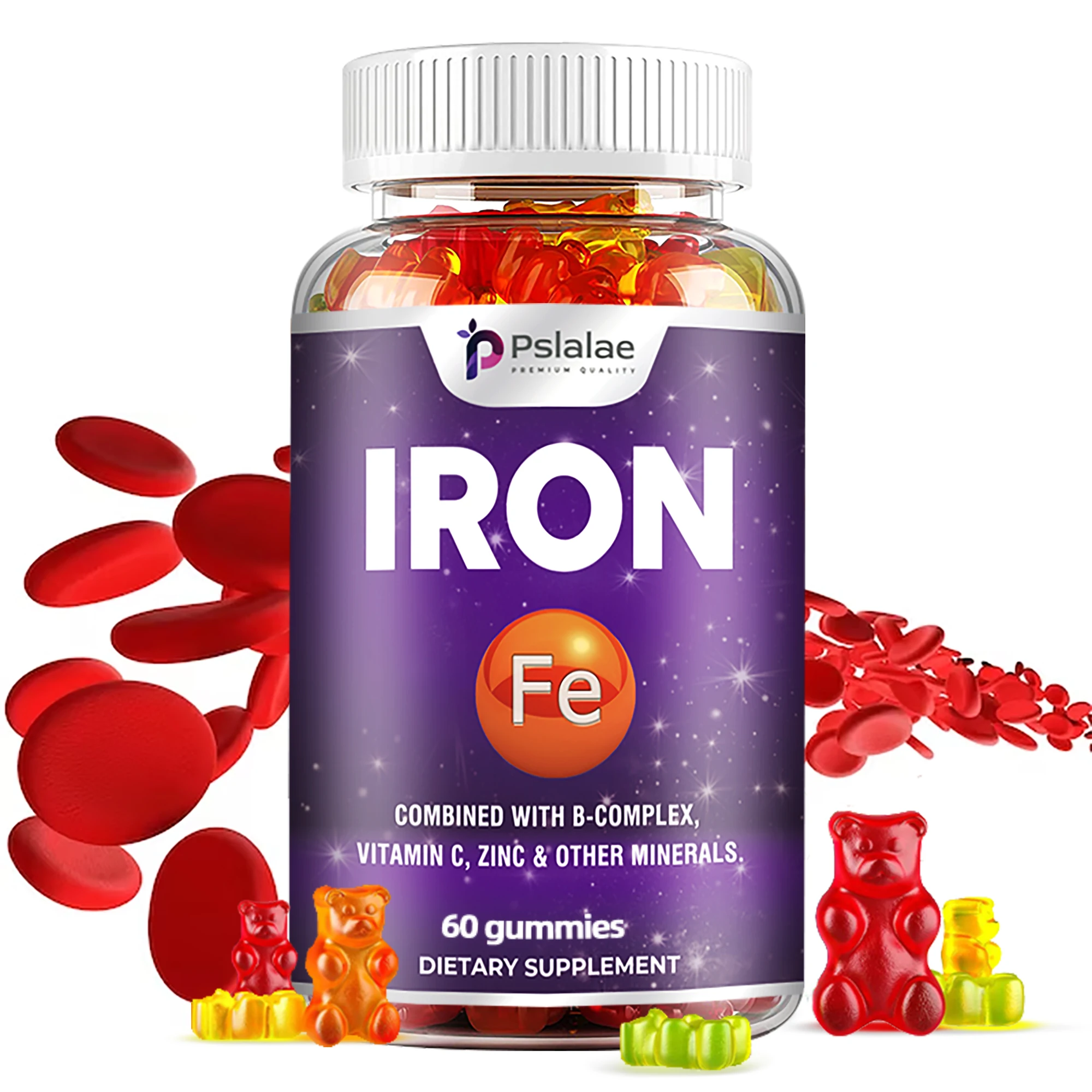 Iron Gummies - Supports Red Blood Cell Energy Levels, Promotes Blood Circulation, and Enhances Immunity - 60 Gummies