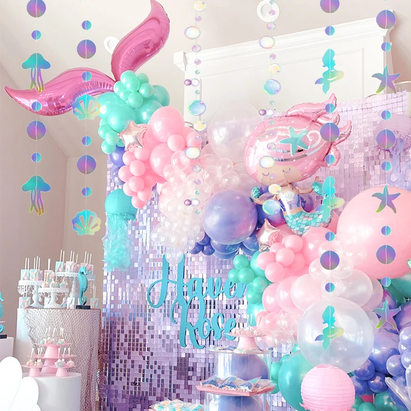 Under the Sea Party Decorations Colorful Bubble Garlands Banners Girl Mermaid Ocean Theme Birthday Party Decor Baby Shower