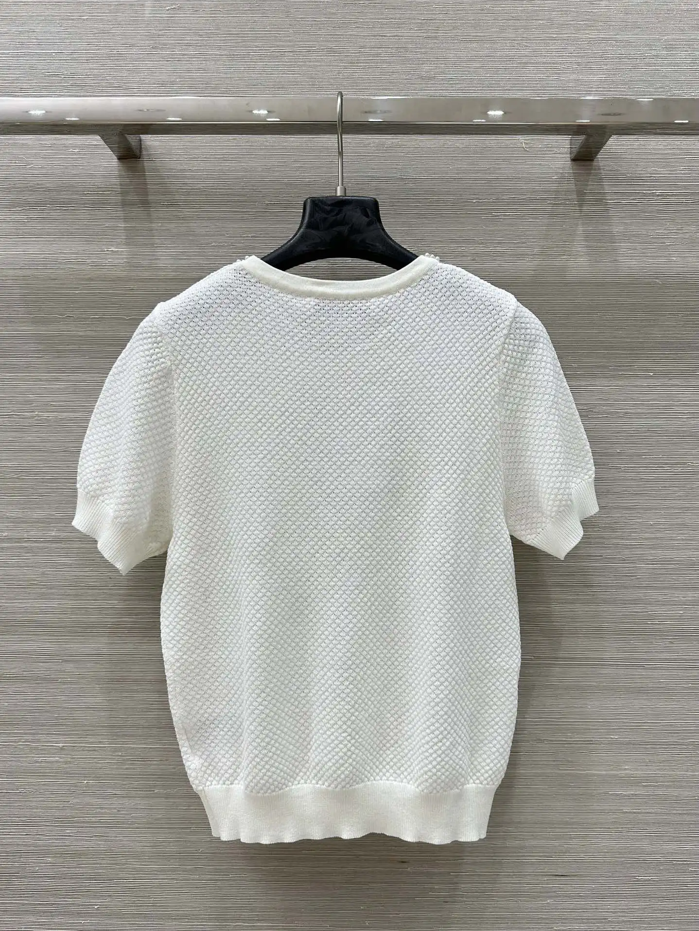 

2025 Summer Must-Have! Short-Sleeve Knit Top - Solid Color with Nail Bead Details, Slim Fit, Perfect for Summer Gatherings