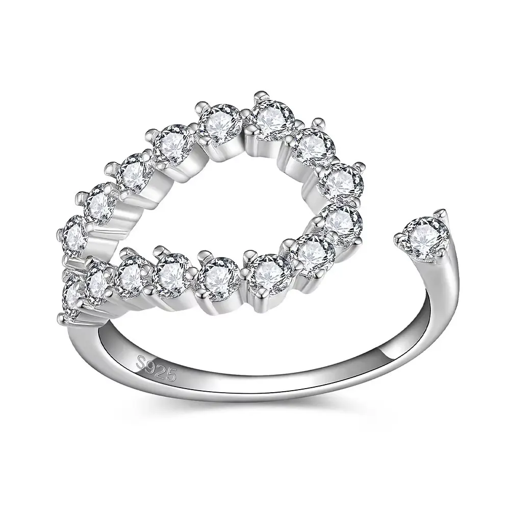LinkerLove Moissanite Evil Eye Ring with Drop of Teardrop Design S925 Silver E-Shape Statement Ring for Women Fine Jewelry Gift
