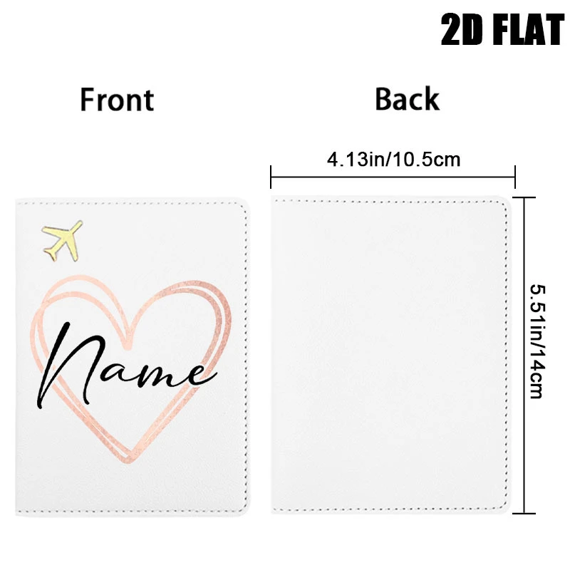 Personalized Passport Cover Featuring a Heart And Airplane Design,  This Minimalist Travel Wallet Is an Ideal Gift for Couples