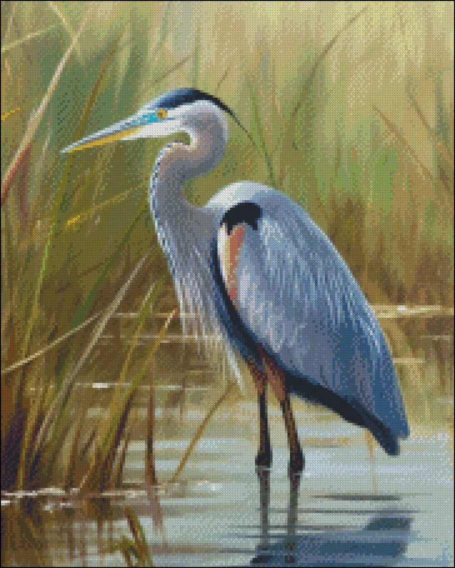 Embroidery Counted Cross Stitch Kits Needlework - Crafts 14 ct DMC Color DIY Arts Handmade Decor - Marsh Heron 2