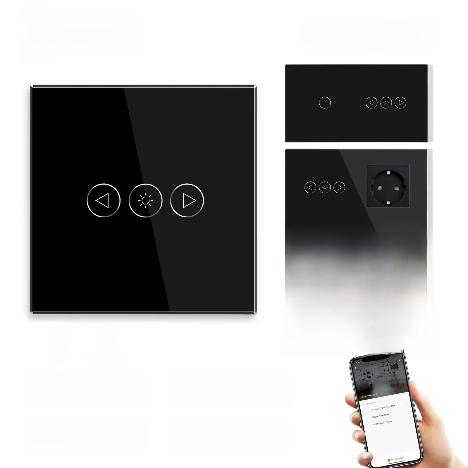 BSEED Zigbee – variateur tactile, interrupteur d'éclairage intelligent, Tuya, contrôle de la vie intelligente, Plus prises de courant ue, panneau en verre USB type-c