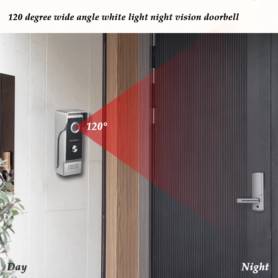 1080P Tuya App Smart Video Doorbell 2 Million Home Color HD WiFi Video Intercom Doorbell 1024*600 Touchscreen 120° Wide Angle