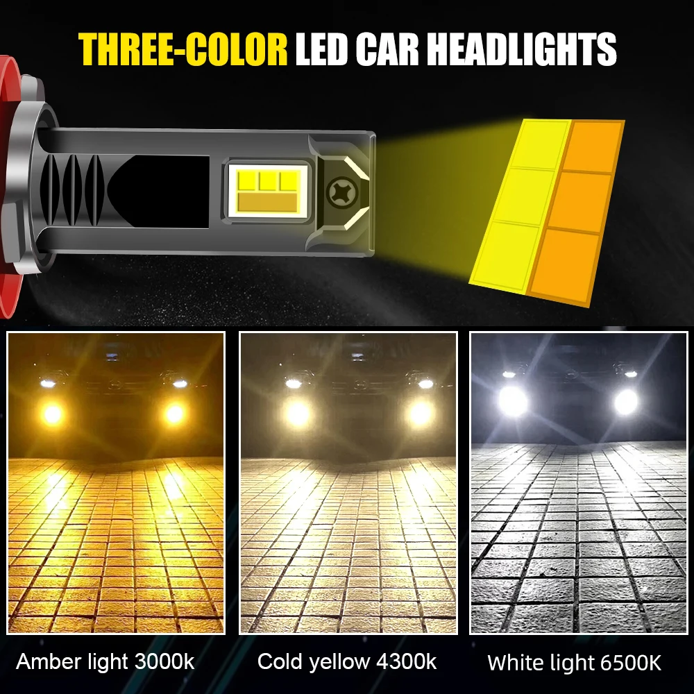 H4 LED Bulbs Fog Light Halogen Replacement Auto H7 LED Headlight 6500K 4300K 3000K 3 Colors Front Lights H3 9005 HB3 9006 150W