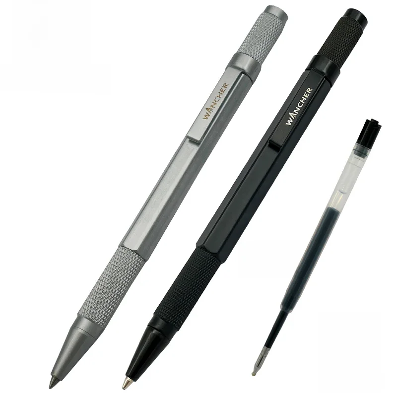 WANCHER długopis oryginalny sześciokątny mosiężny metalowy obrotowy czarny 0.5mm wkład wymienny W1558 biuro szkolne artykuły papiernicze — zdjęcie produktu 7