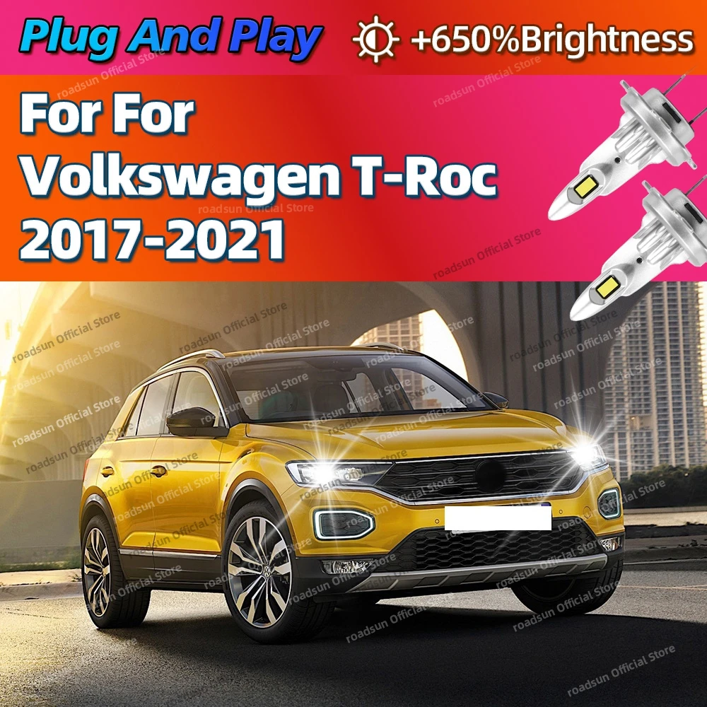 2/4Pcs High Power Headlight CSP Chips LED Lights Bulbs 160W Plug and Play For Volkswagen T-Roc TRoc 2017 2018 2019 2020 2021