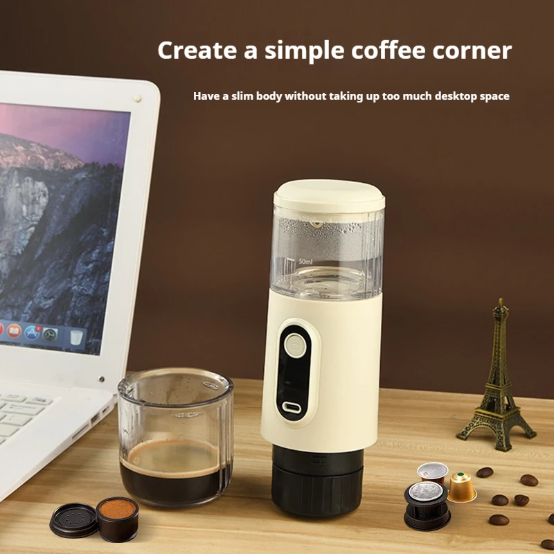 Cápsula italiana máquina de café doméstico pequeno portátil ao ar livre carro extração elétrica sem fio máquina café expresso em pó