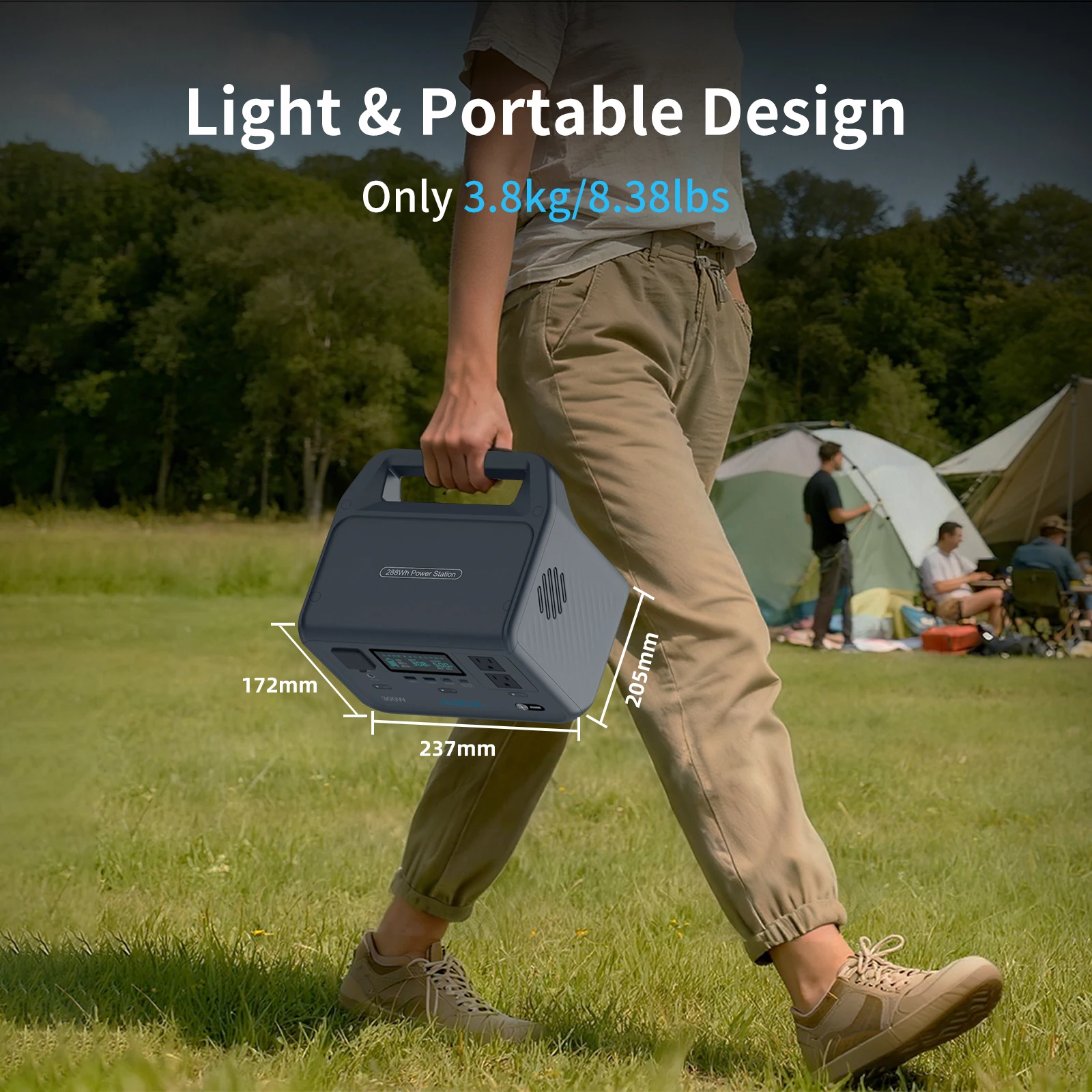 600W Peak Portable Power Station (2X300W AC) with Fast Charging&LiFePO4 Battery, for Outdoor Camping, Travel, Emergency, Outage