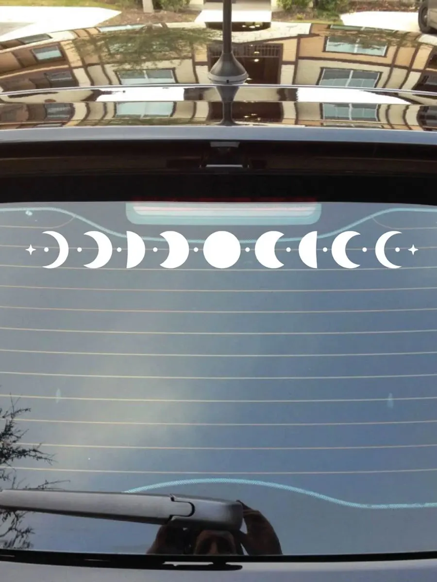 50CM Car Sticker Moon Phase Line Row Stars Rear Glass Mystery Witch Stickers Windshield Banner Decoration Vinyl Decals