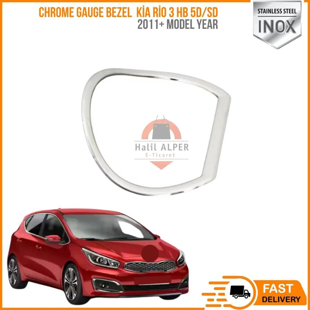 For Chrome gauge bezel Kia Rio 3 HB 5D/SD. 2011 and up. Stainless steel. A quality. Auto access.